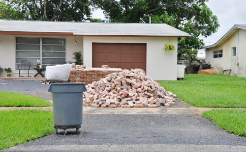 Sorted demolition materials ready for recycling
